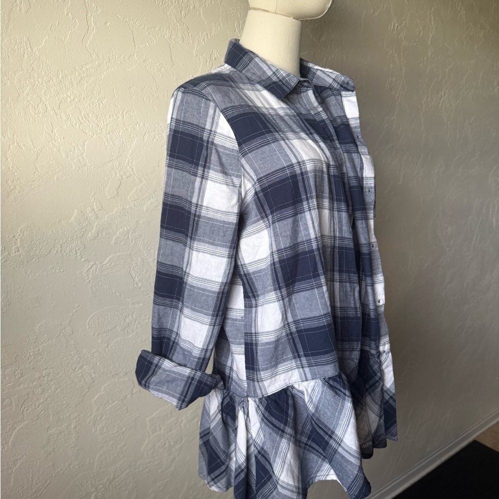 beachlunchlounge Blue and White Plaid Top